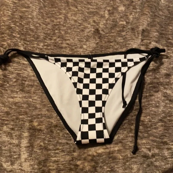 Black & White Checkered Side Tie Swim Bottoms Hot Topic - Picture 5 of 5